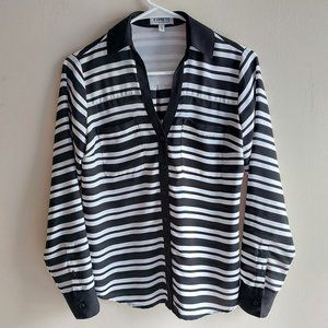 Express Black & White Striped "Portofino" Blouse NWOT
